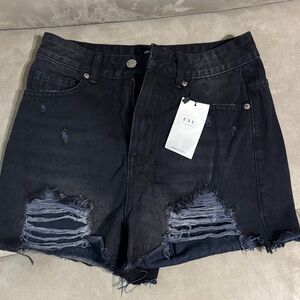D&G Dark Denim Distressed Jean Shorts